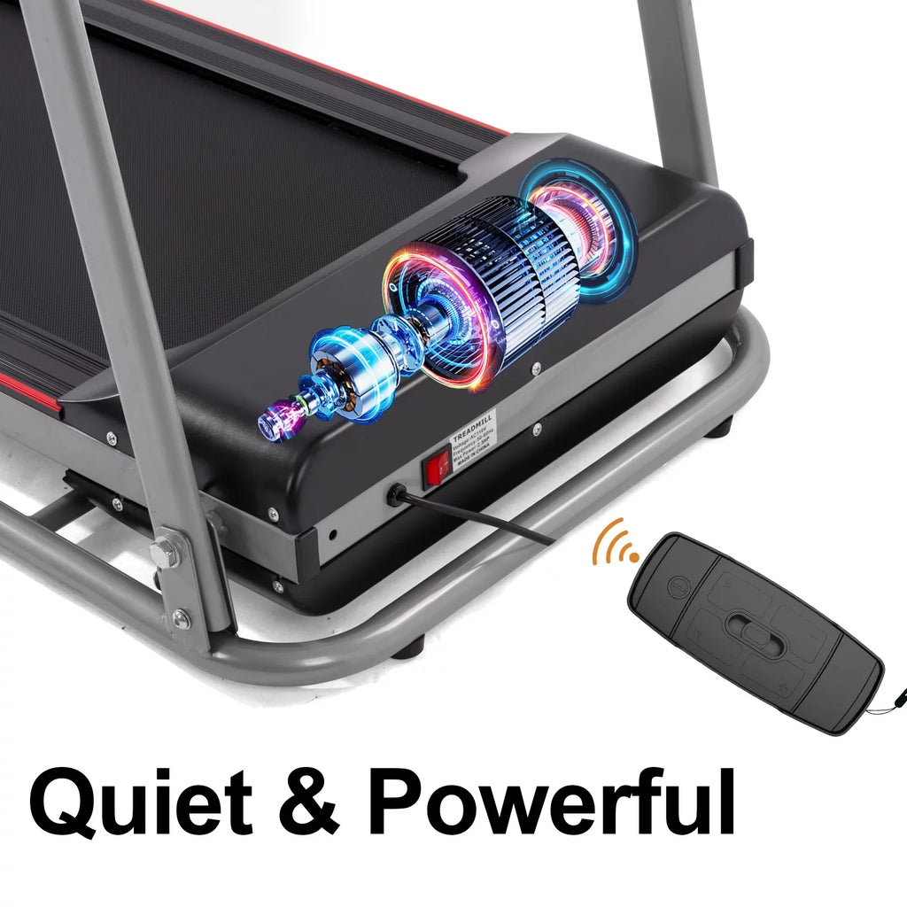 Folding Treadmill for Home with Desk - 2.5 Compact Electric Treadmill for Running and Walking Foldable Portable Running Machine for Small Spaces Workout; 265LBS Weight Capacity