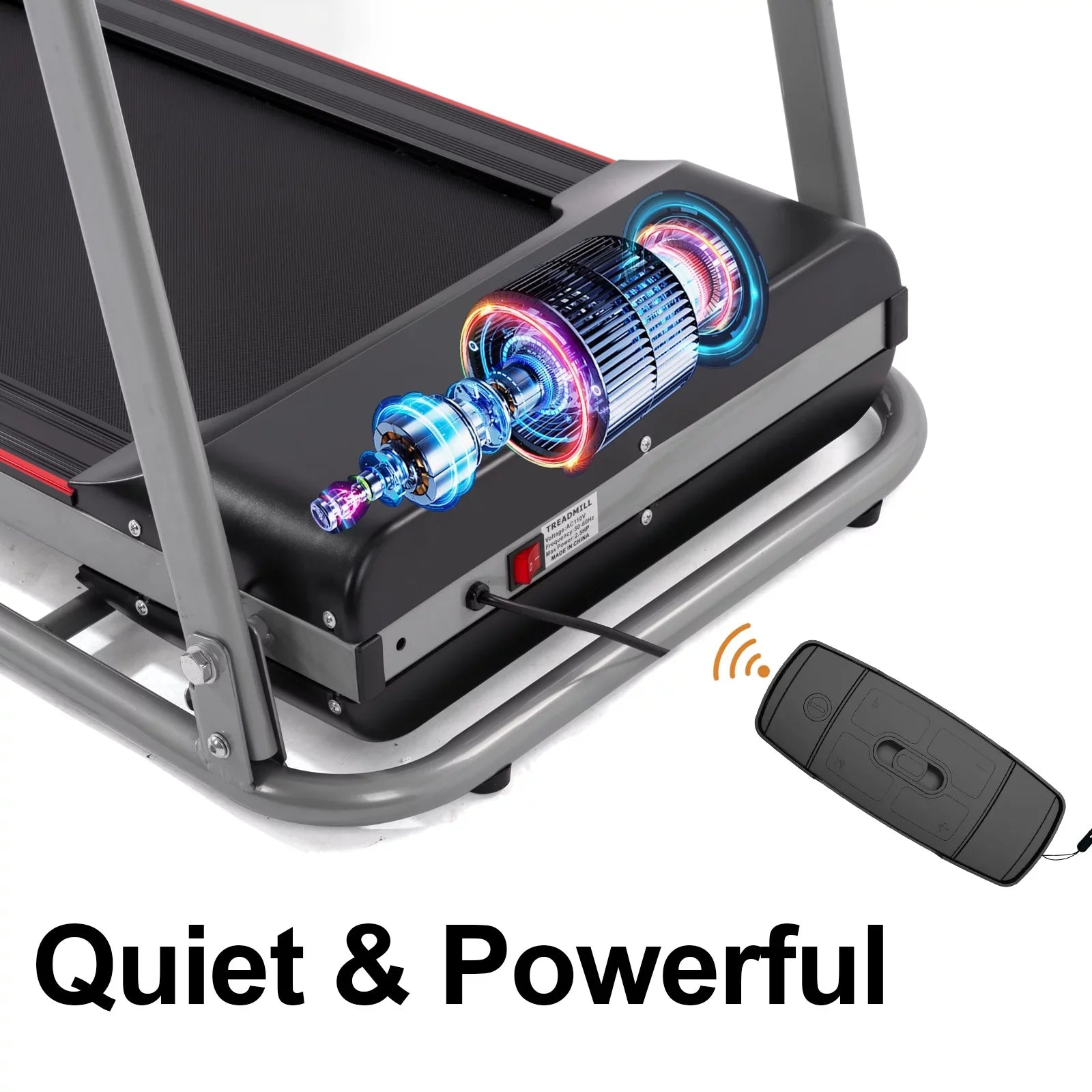 Folding Treadmill for Home with Desk - 2.5 Compact Electric Treadmill for Running and Walking Foldable Portable Running Machine for Small Spaces Workout; 265LBS Weight Capacity
