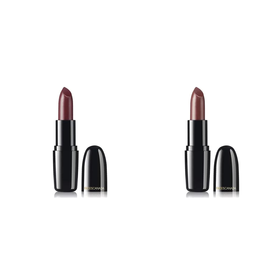 Faces Canada Weightless Creme Lipstick 4 g Burgundy 17 (Wine) and Faces Canada Weightless Creme Lipstick 4 g Sweet Mocha 22 (Brown)