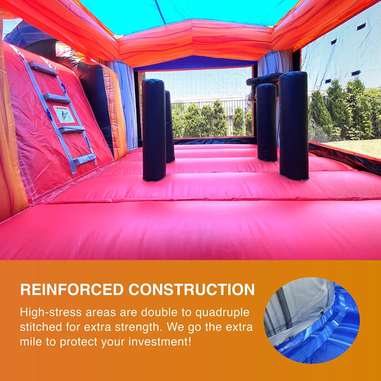 JumpOrange Titan Rocker Outdoor Commercial Grade InfLatitudeable Bounce House Water Slide with Splash Pool for Kids and Adults with Blower
