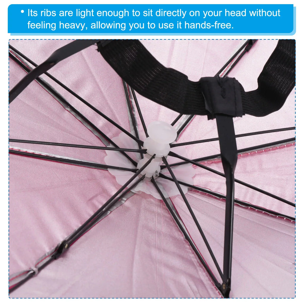 Uxcell OD 27.2" Umbrella Hat Set, 3Pcs Oxford Fabric Folding Single Layer Sun Rain Cap with Head Strip, Purple Blue Red