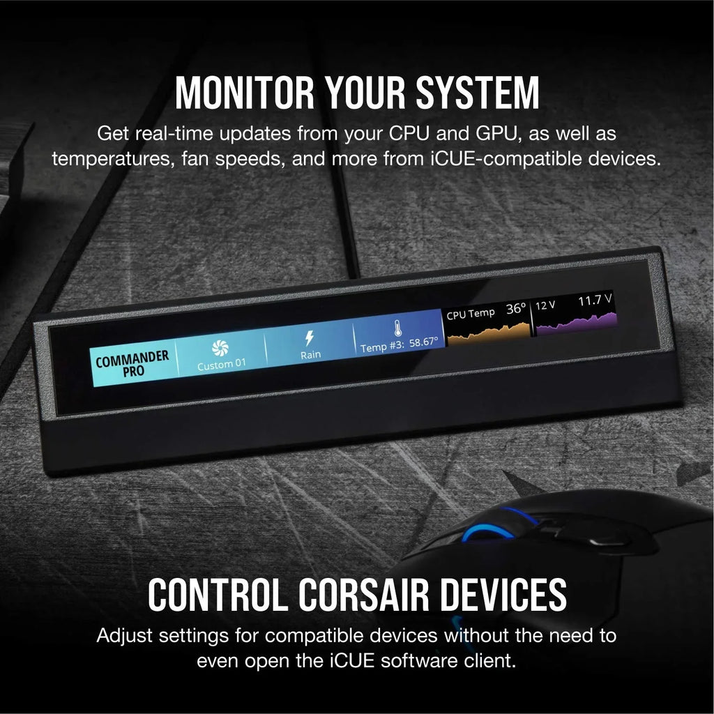 Corsair iCUE NEXUS Companion Touch Screen – 5” Diagonal Screen – 6 Programmable Virtual Macro Buttons – Live System Readouts – iCUE-compatible Device Control – Connect to Keyboard or Standalone Base