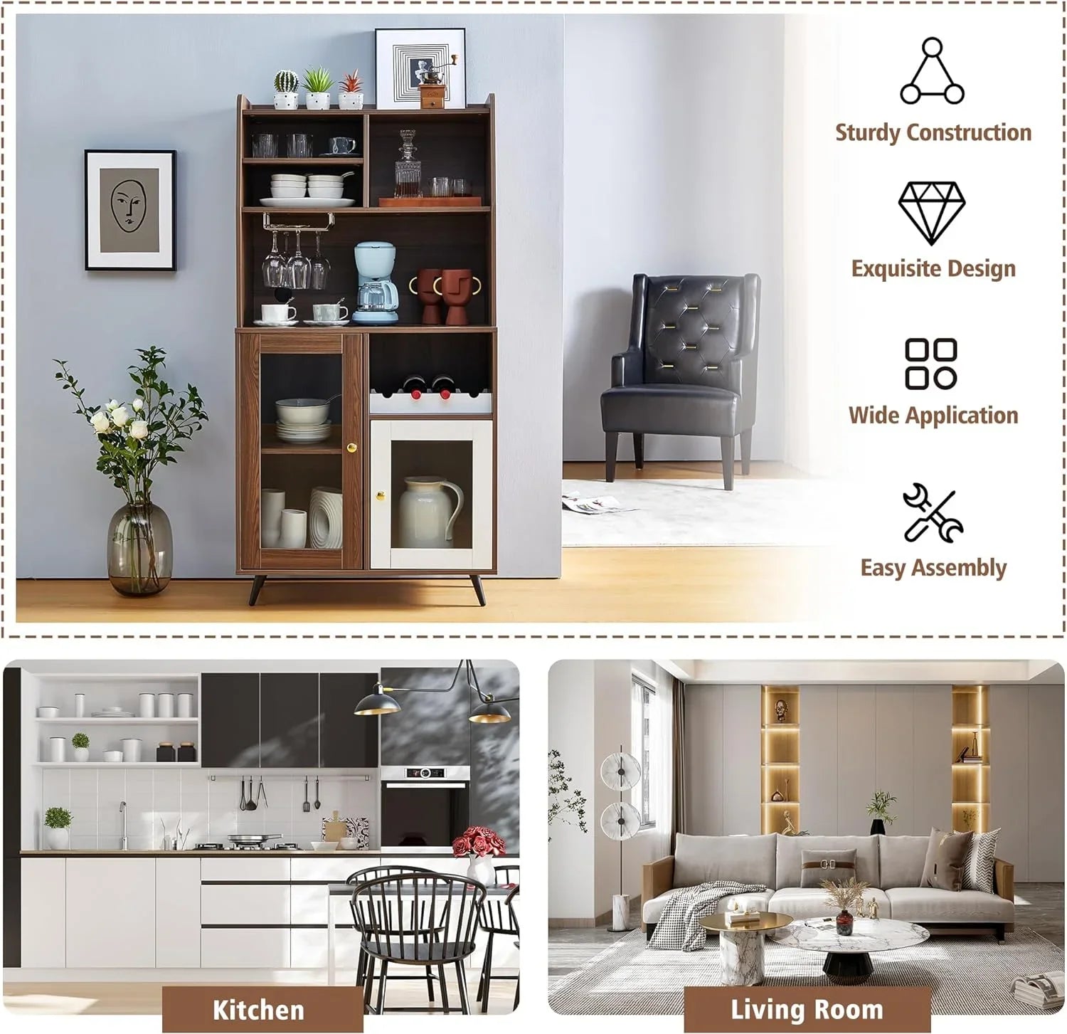 TJUNBOLIFE Locker  Wine Rack Locker  Cabinet Locker Multifunctional Cabinet Kitchen Cabinet Dining Room Cabinet with  Mix of Cabinets and Shelves for Home Bedroom Living Room