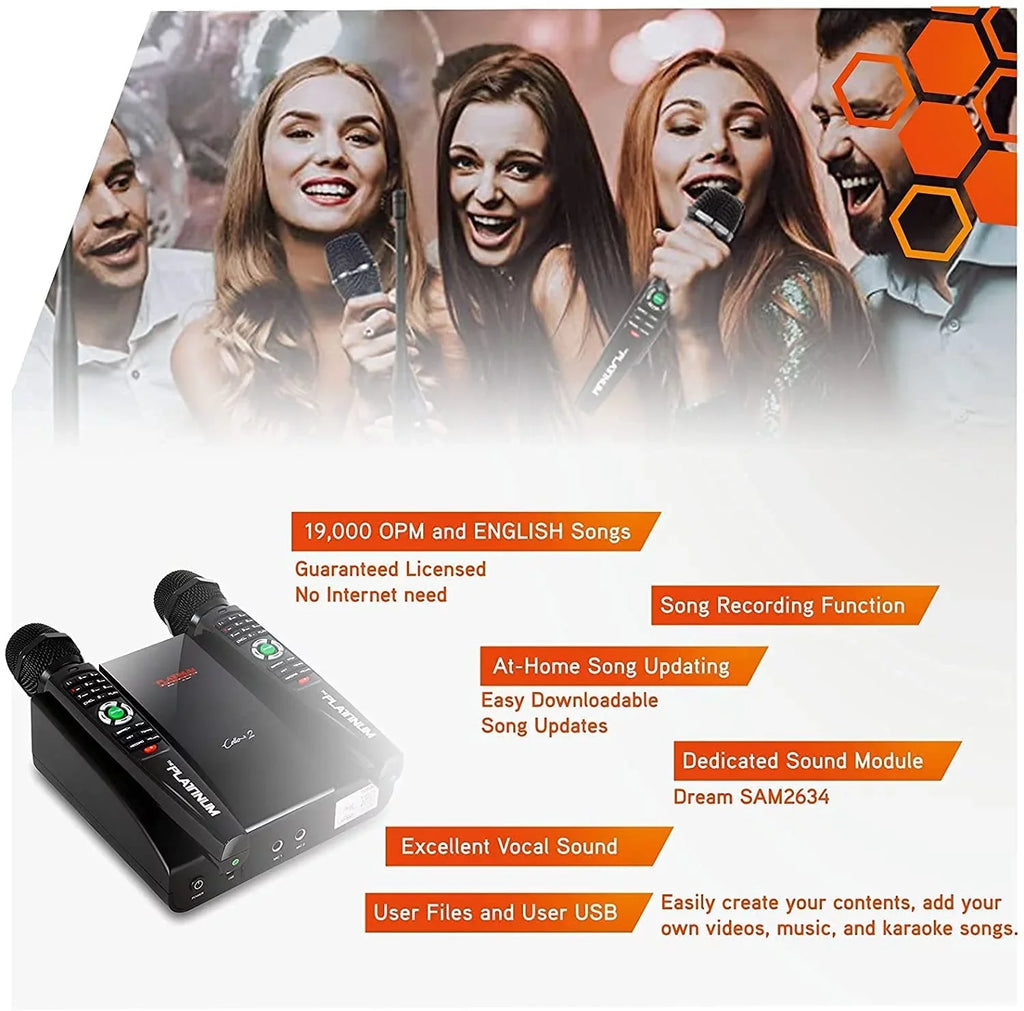 2023 PLatitudeinum Cello2 Karaoke Machine for TV with Lyrics Display Built-in 23K+ Aldult Kids Mixed Language MVs & Songs 2 Upgraded Wireless Mic Digital Video Song Recording