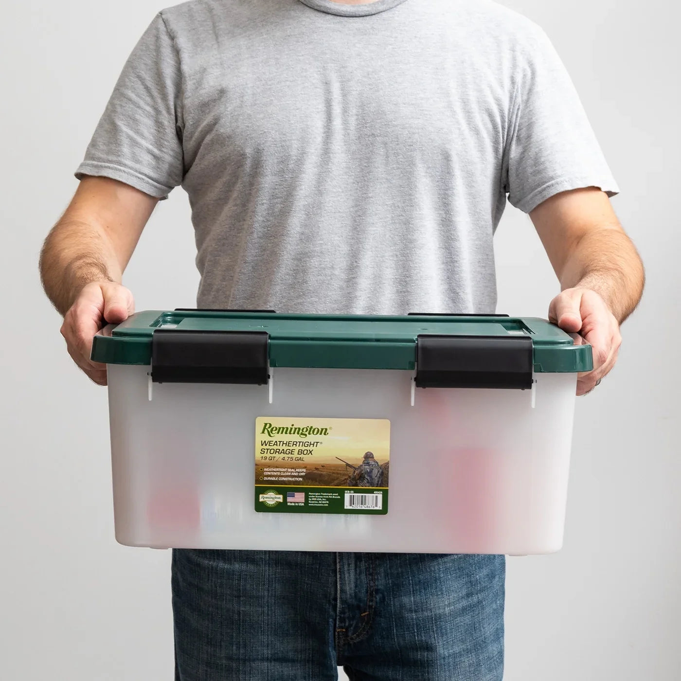 Remington® 30 Quart WeatherPro Gasket Storage Box with Buckles Hunter Green, Set of 6