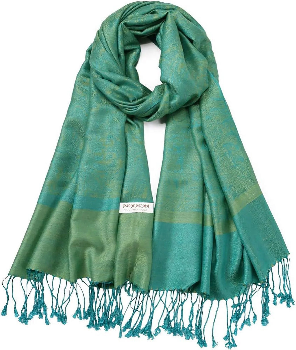 Becolored Paisley Pashmina Silk Scarf Shawl Jacquard Cashmere Wrap Stole Two Tones Reversible