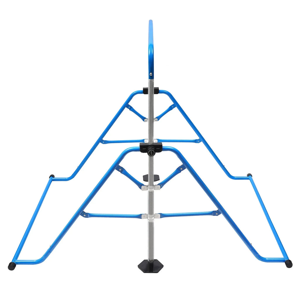 ZhdnBhnos Adjustable Kids Gymnastics Horizontal Bar Folding Junior Training Bar For Home Gym Max Load 100kg/220.5lbs Blue