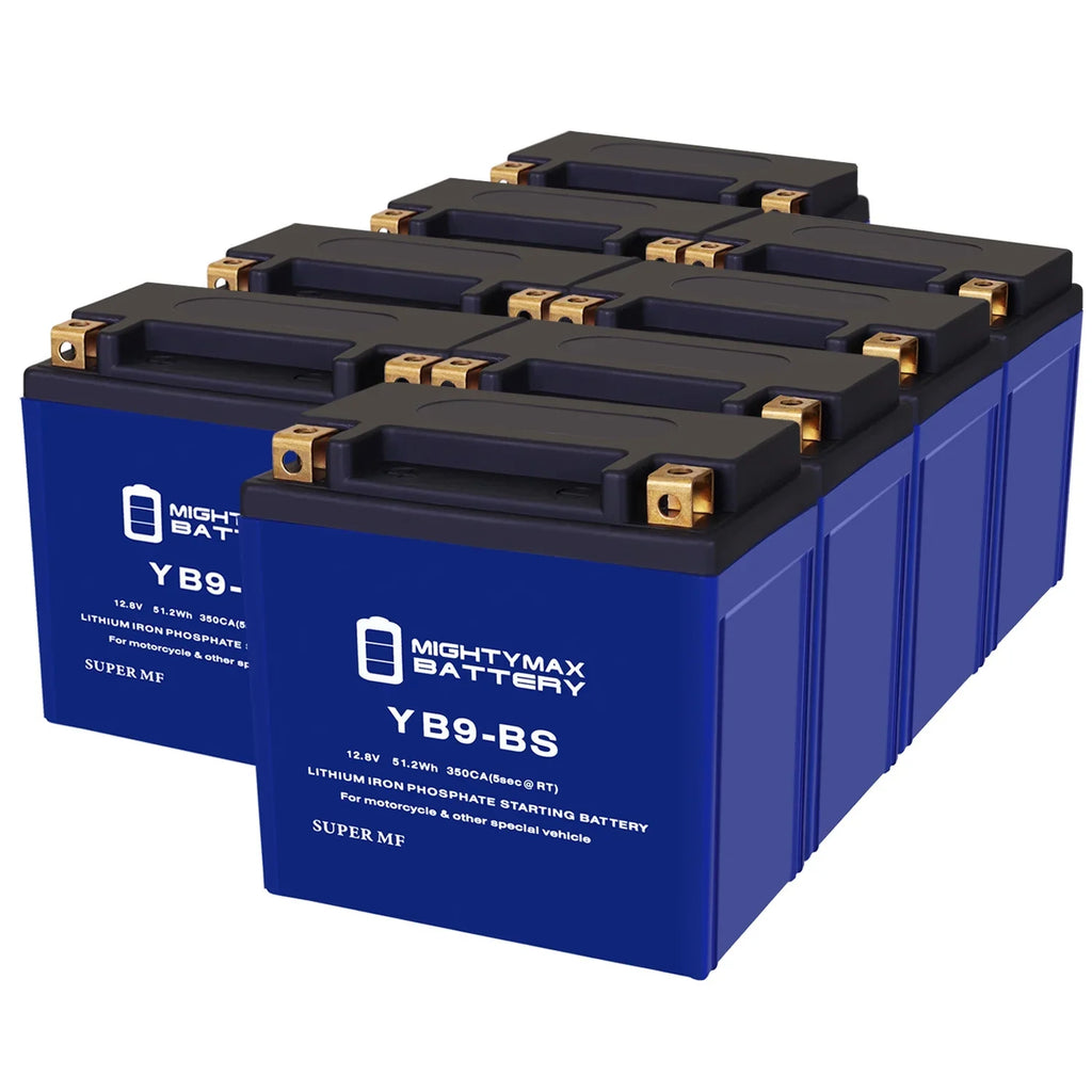 YB9-BS Lithium Replacement Battery Compatible with Gilera 125 XR2 E-Starter All Years - 8 Pack