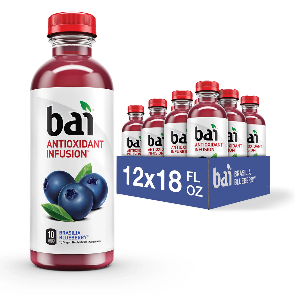 Bai Gluten-Free, Brasilia Blueberry, Antioxidant Infpre-owned Drink, 18 Fl Oz, 12 Pack Bottles