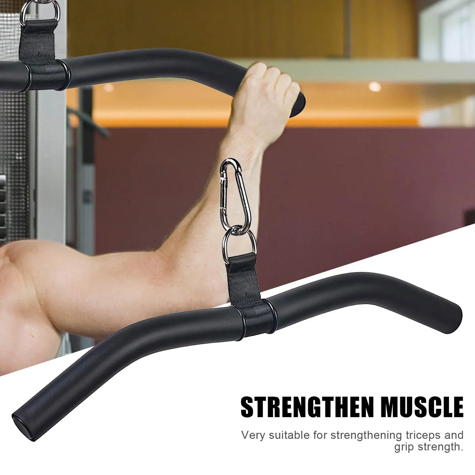 LAT Bar Cable Machine Attachment for Gym, Tricep Press Down LAT Pulldown Accessories, Weight Machine Accessories, Pulldown Cable Attachment Equipment