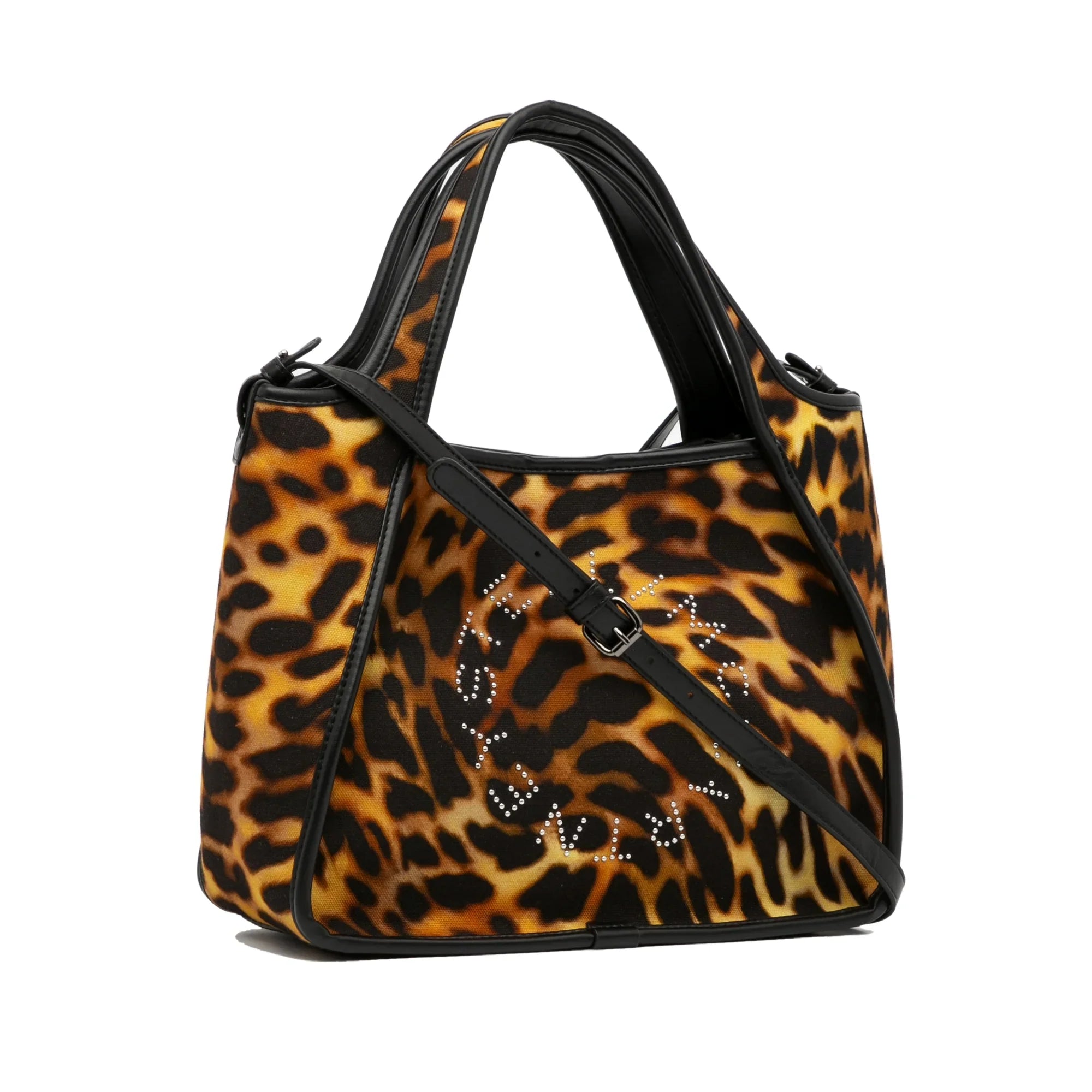 Pre-Owned Authenticated Stella McCartney Animal Print Logo Satchel Canvas Fabric Brown Unisex (Good)