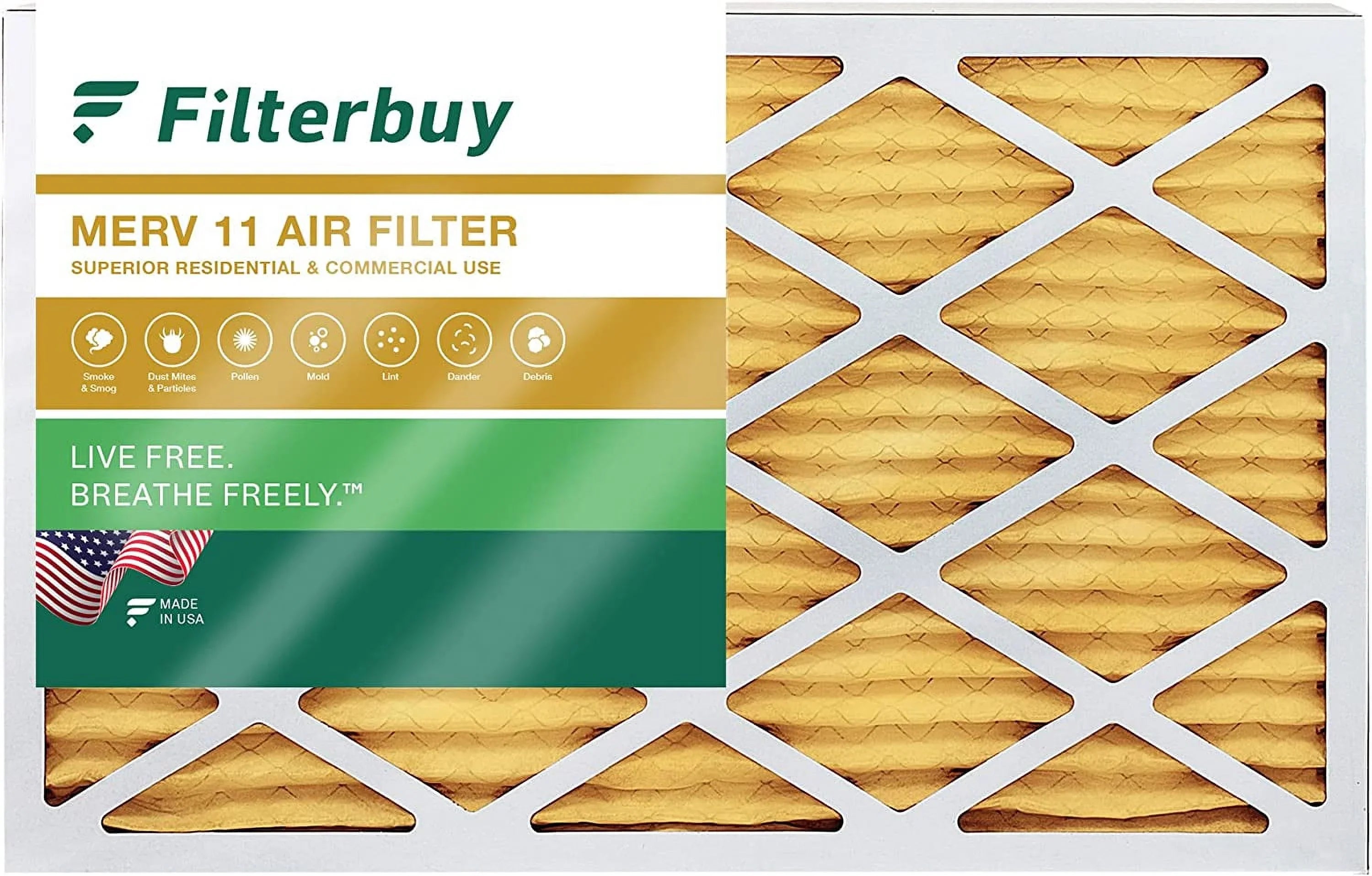 Filterbuy 16x25x4 MERV 11 Pleated HVAC AC Furnace Air Filters (1-Pack)