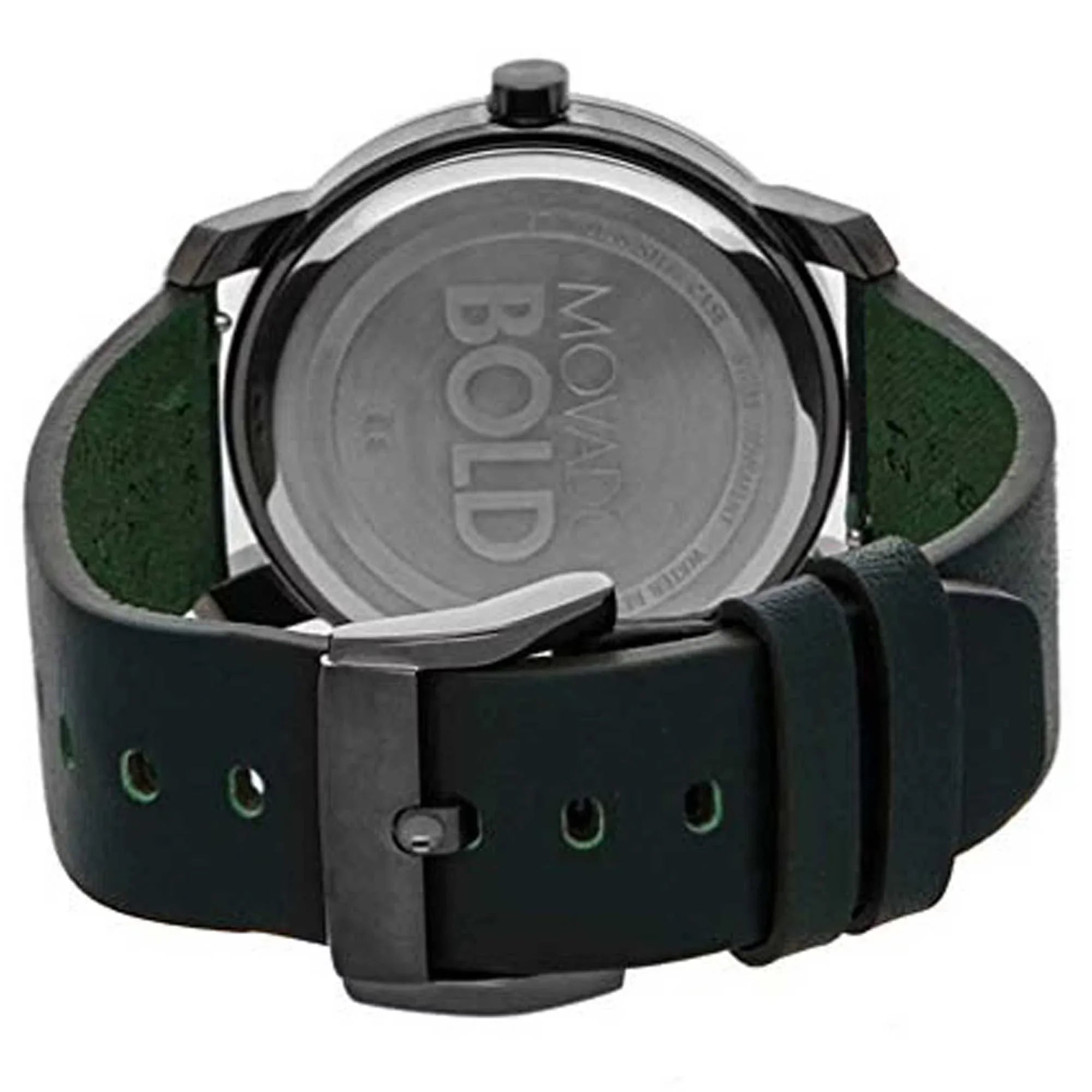 Movado (3600570) Bold Mens Forest Green Leather Strap Gunmetal Dial Quartz Watch