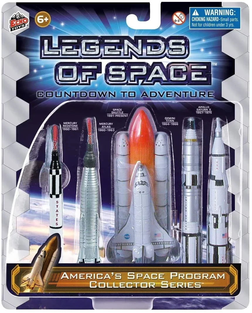Intera Spaceship Rocket Set - 5 Piece Space Program NASA Collector's Set - Mercury, Gemini, Apollo, Saturn Rockets And Space Shuttles