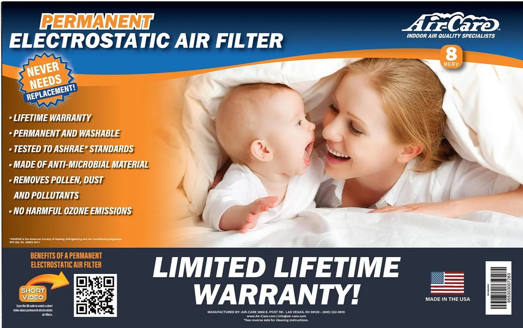 Air-Care 18x20 Electrostatic Flexible Permanent Washable HVAC Furnace Filter, MERV 8