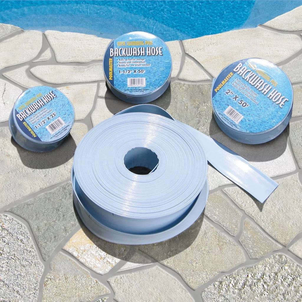 Poolmaster Heavy Duty Backwash Filter Swimming Pool Cleaning Hose with Stainless Steel Clamp, 1 1/2-Inches by 50-Feet
