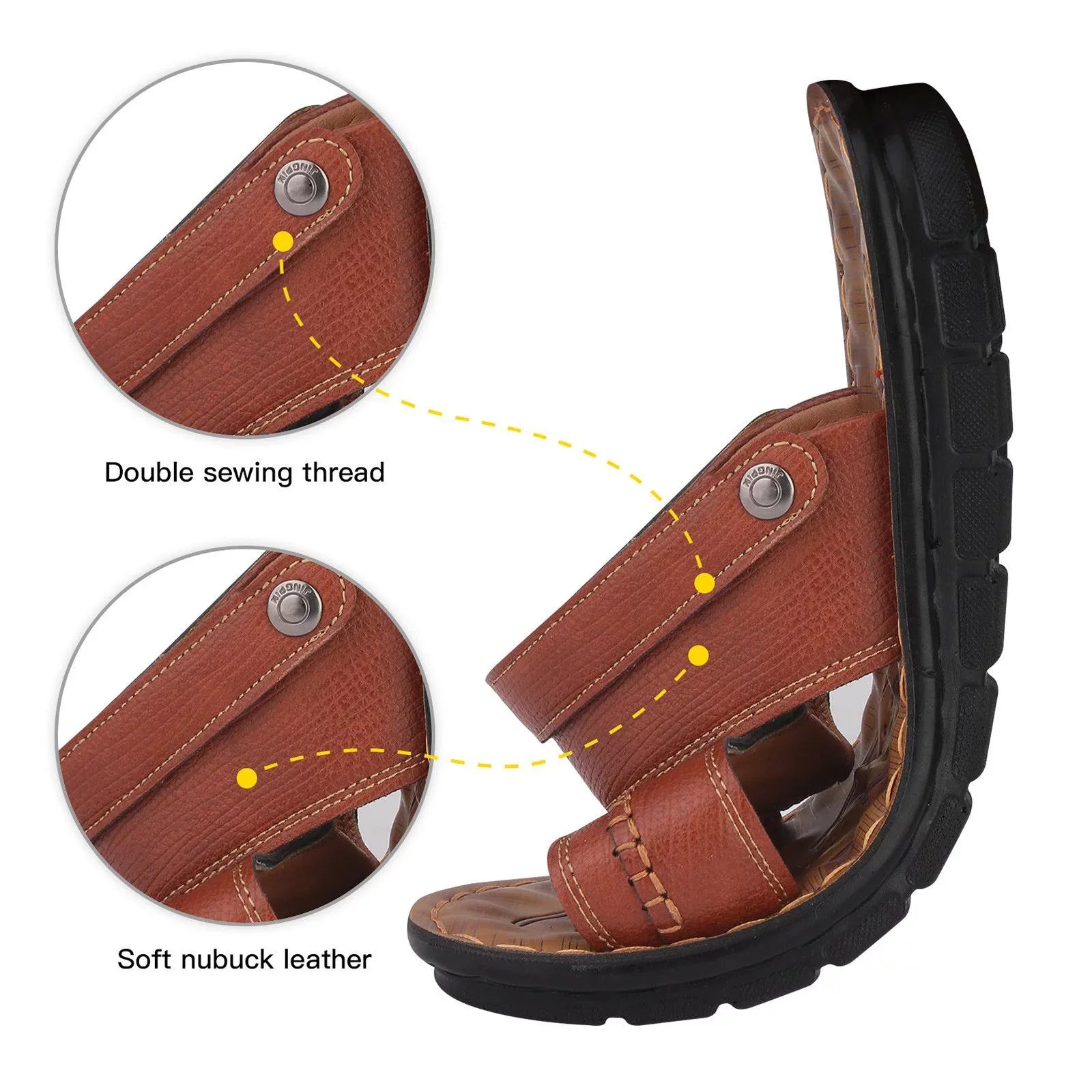 ILJNDTGBE Sandals for Men Leather Hiking Sandals Men Summer Two Wear Buckle Strap Casual Open Toe FLatitude Soft Bottom Breathable Shoes Sandals