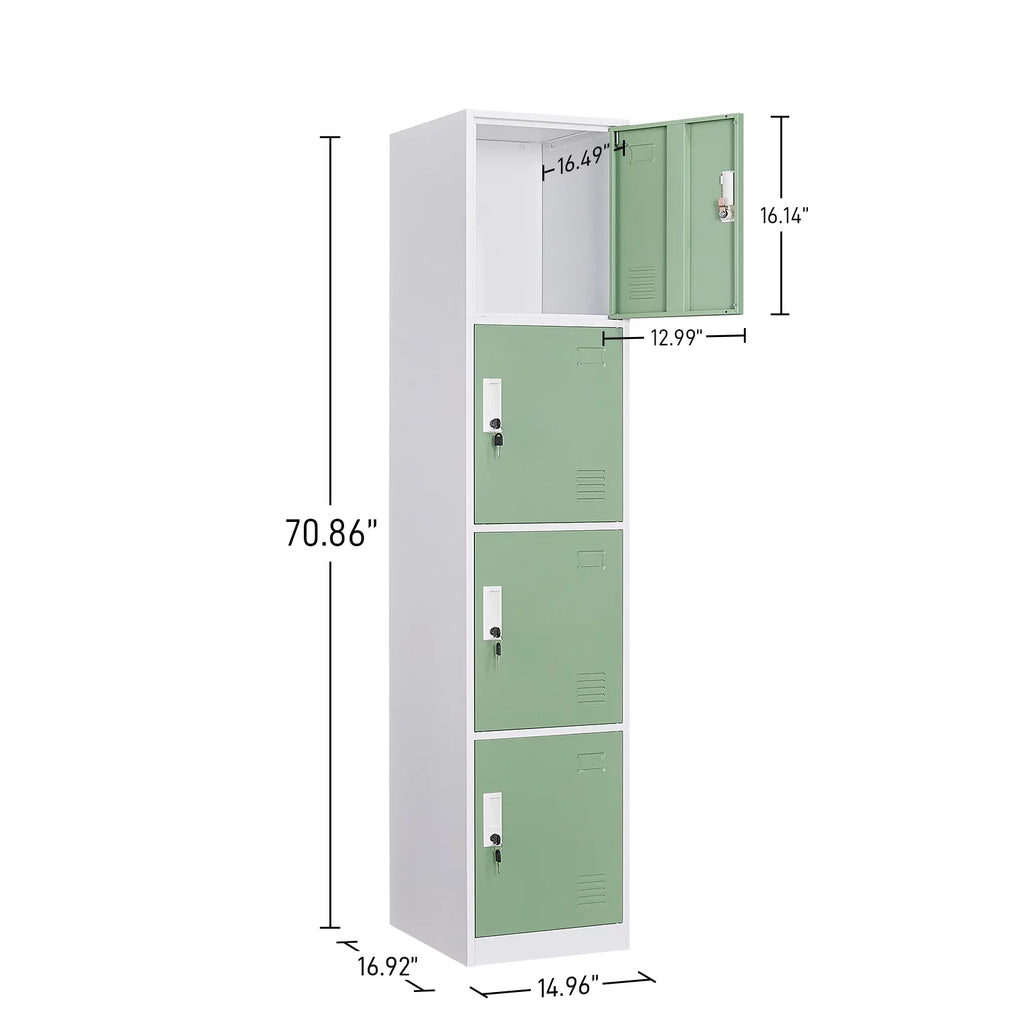Ouyessir Locker Storage Cabinet 4-tier Metal Lockers for School, Gym, Home, Office Employee Lock Box, 71 inches High - Green