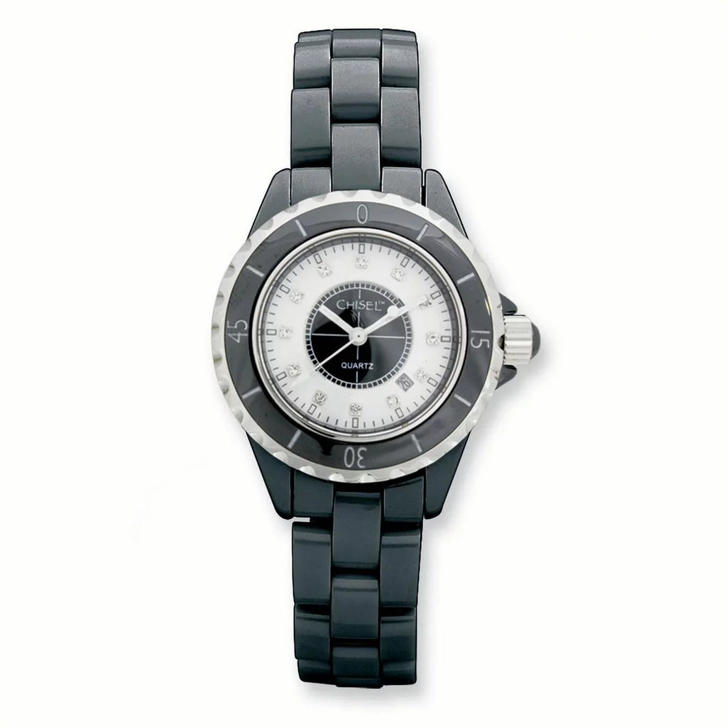 Ladies Black Ceramic/Black & White Dial Watch