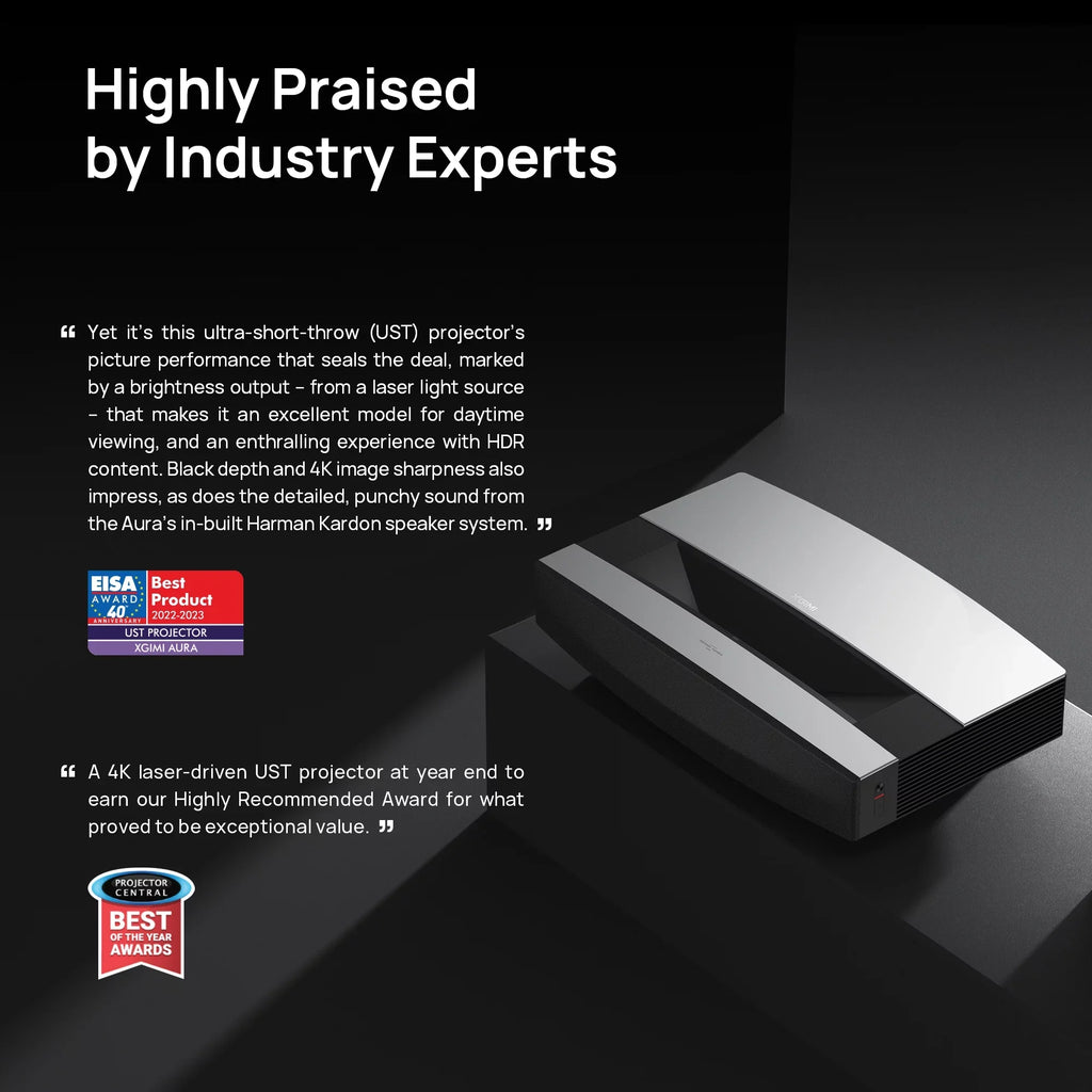 XGIMI AURA 4K Ultra Short Throw Laser Projector with Harman Kardon Speakers, Android TV OS