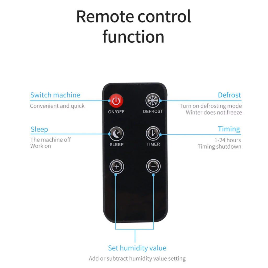 500ml Mini Dehumidifier Dryer Portable for Home Car Office LCD Display Quietly White W/ Remote