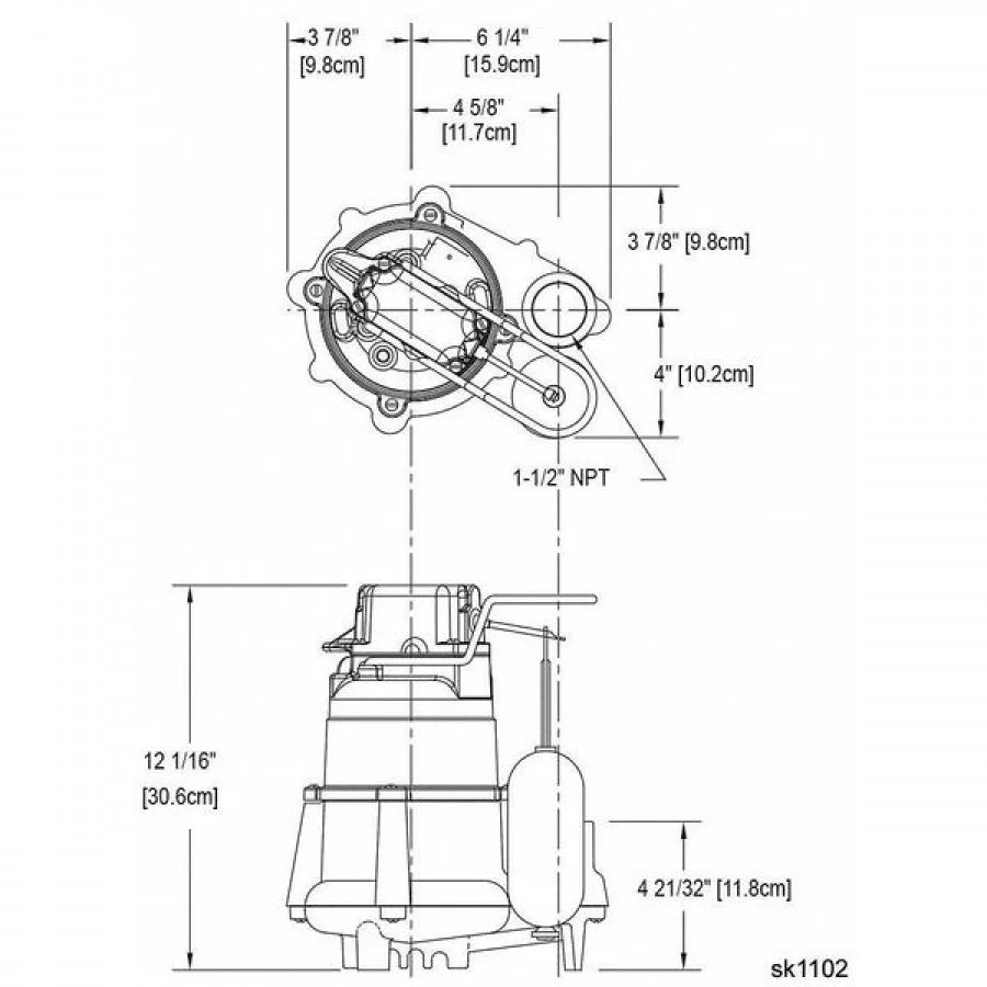 Zoeller  1/2,Sump Pump,Vertical Float 98-0077