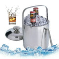 Double-Wall Stainless-Steel InsuLatitudeed Ice Bucket With Lid & Ice Tong 1300 ML