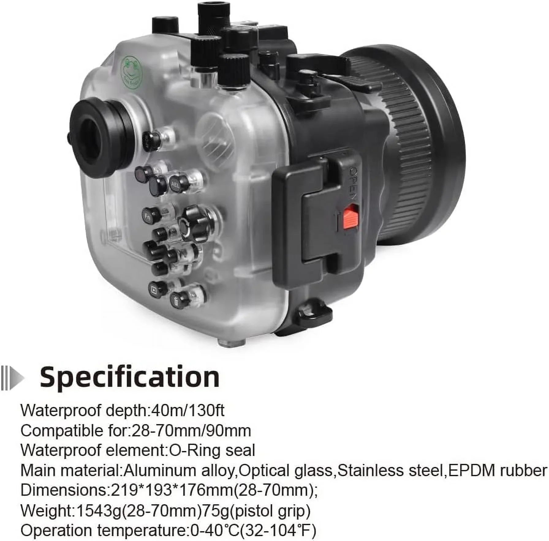 Seafrogs 40M/130FT Underwater Camera Housing for  A7R IV Compatible with  28-70mm 16-35mm F4 24-70mm F4 24mm F1.4 GM 50mm F1.8 85mm F1.8 Lens-Black