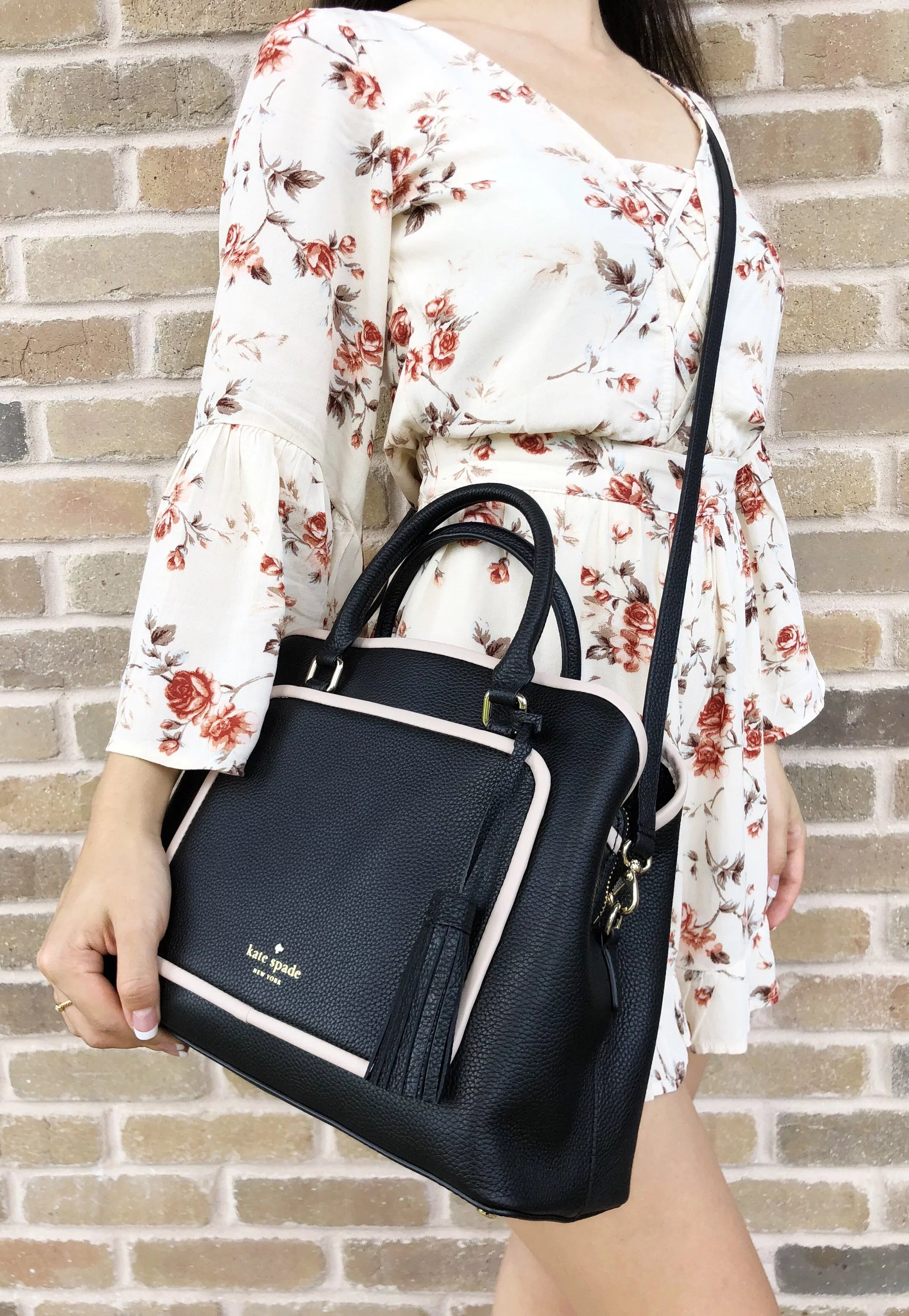 Kate Spade Ward Place Evangelie Satchel Bag Crossobody Black Tassel