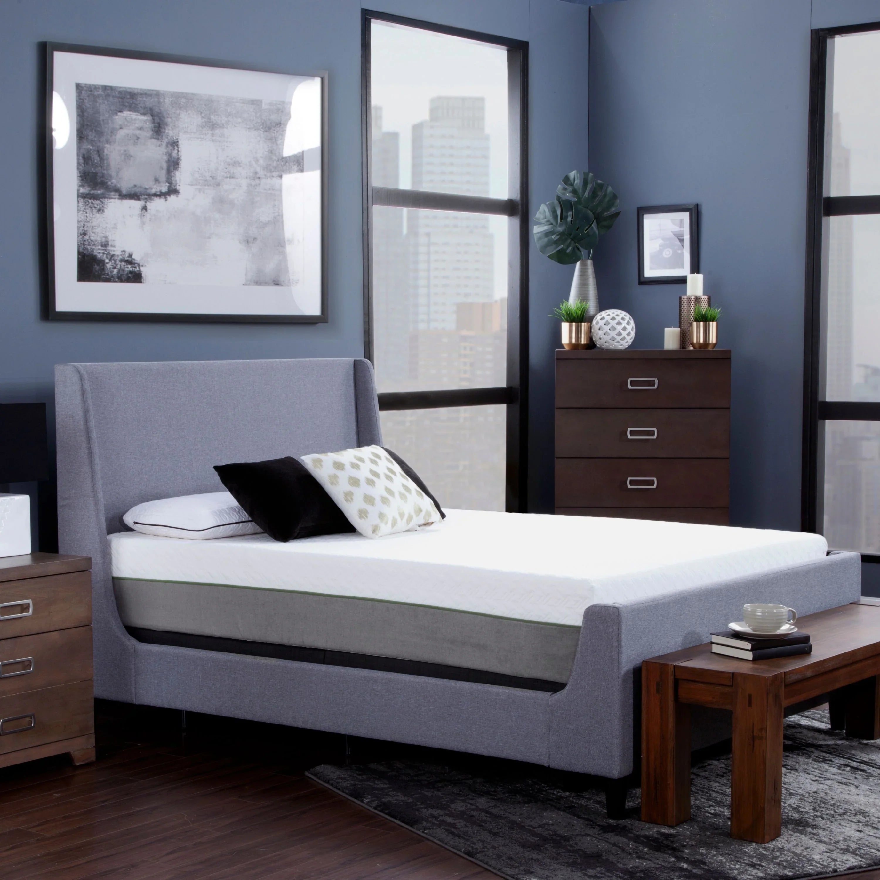 Blissful Nights 12” Copper Infpre-owned Memory Foam Mattress, Queen