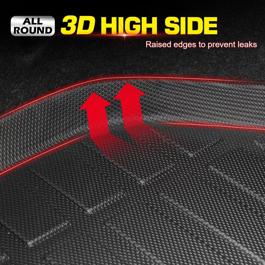Ikon Motorsports Truck Bed Mat Compatible With 2019-2024 Ford Ranger Super Crew Cab 5Ft Short Bed, Black Rear Storage Floor Liner TPE Cargo Guard All Weather 3D Heavy Duty Trunk Flooring Protector