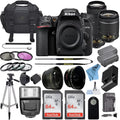 D7500 20.9MP DSLR Digital Camera W/ 18-55mm VR Lens and 70-300mm ED Lens + 2 Pcs SanDisk 64GB Memory Card Bundle (Black)