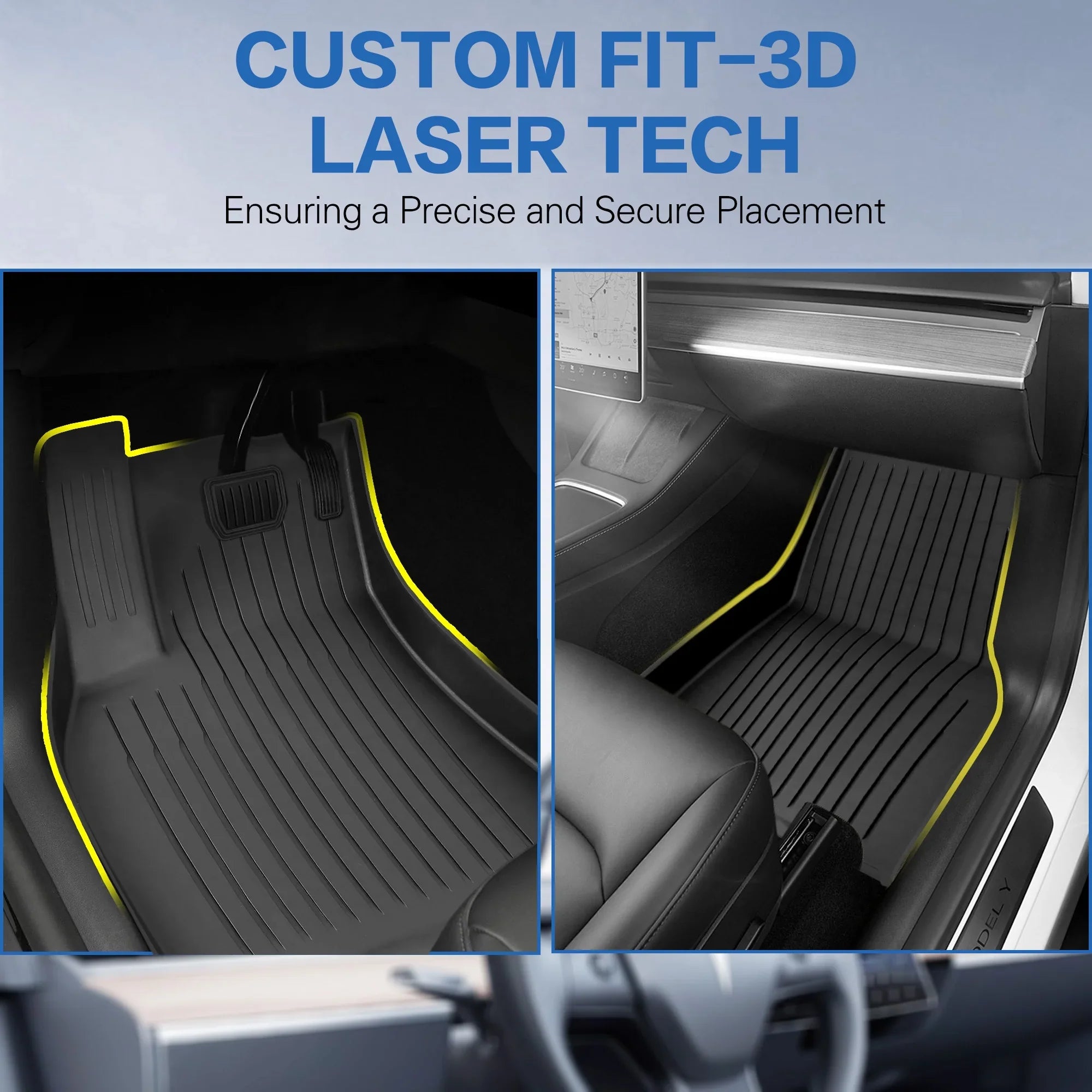 WEIZE Floor Mats Set for Tesla Model Y 2021-2023 2024, All Weather TPE Waterproof Anti-Slip Front & Rear Trunk Mats Cargo Liners Accessories, Custom Fit for Tesla 5-Seater, Set of 6 Mats