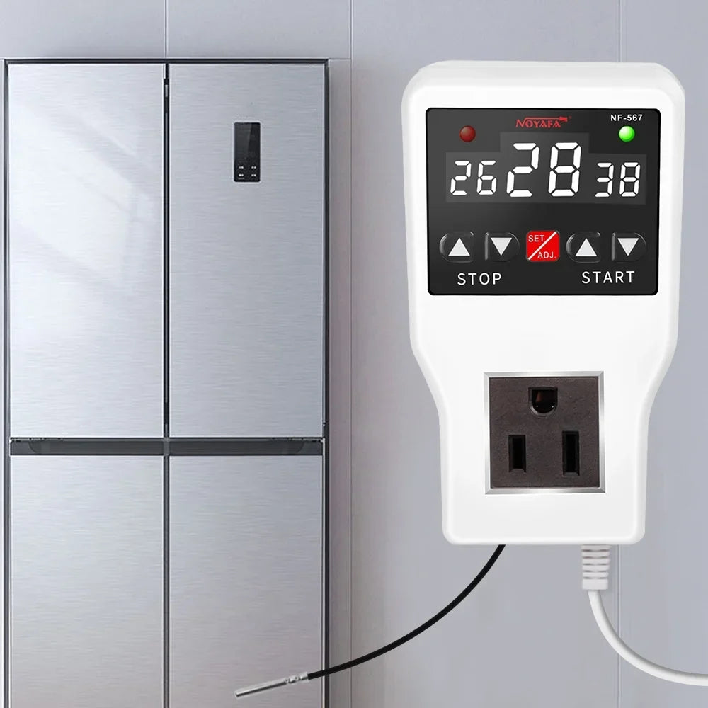 Shinysix Temperature Controller Socket with Timer Switch, NOYAFA NF-567 Digital Thermostat 800W 10A, Cooling Heating Temperature Sensor Plug – Ideal for Home Appliances