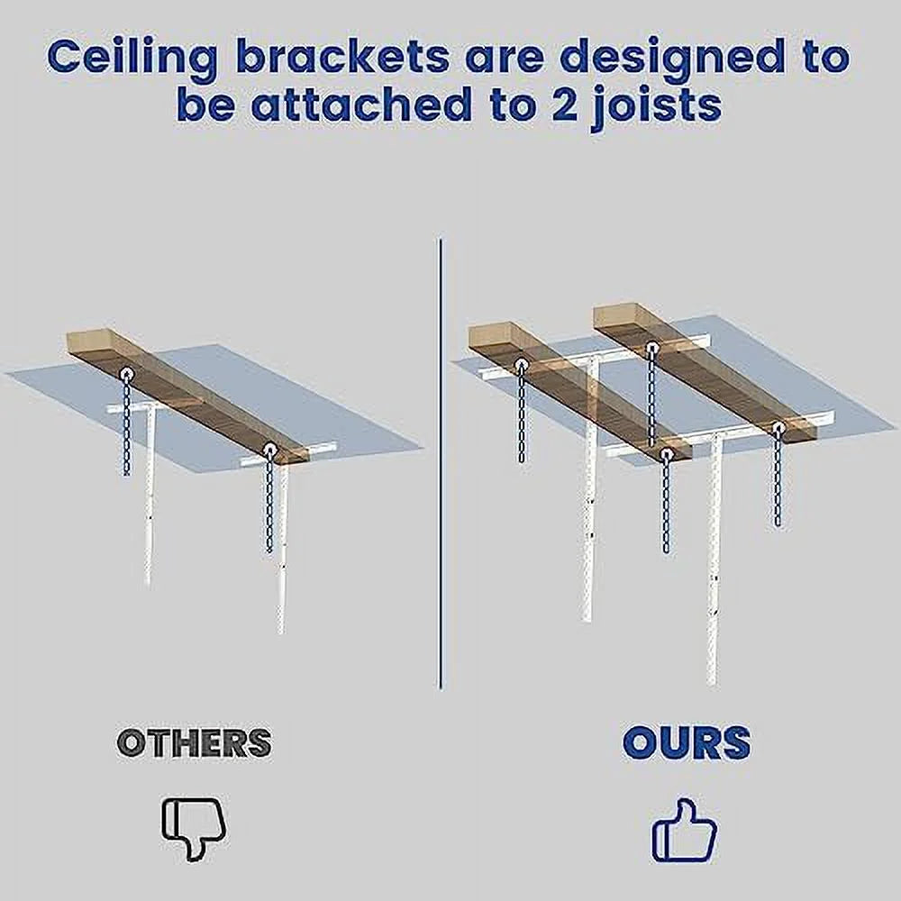 3X6 Overhead Garage Storage Rack Adjustable Ceiling Garage Organization Shelf Ceiling Mounted Storage Racks White