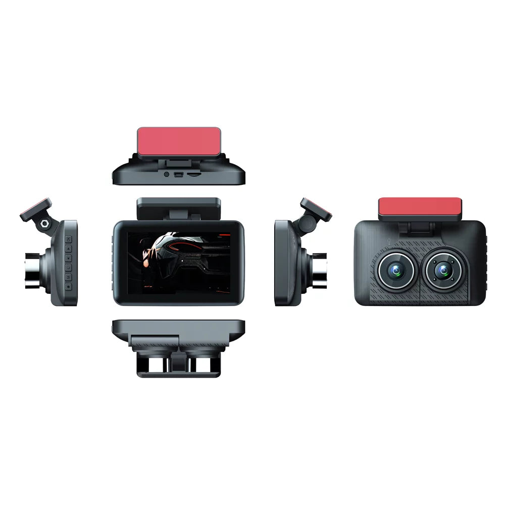 Carevas 3 Cameras Dash Cam 4in Clear Car Rearview Mirror Car Video Recording Camcorder Wide Angle Car Camera Recorder Auto Safety Driving Recorder