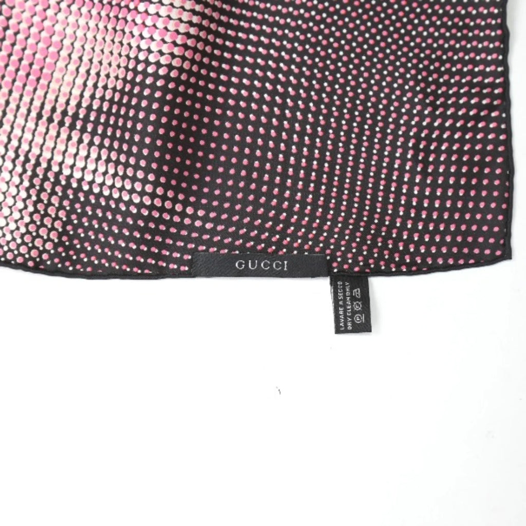 Pre-Owned GUCCI 100% Silk Scarf Dot Gucci Pink x Black (Good)
