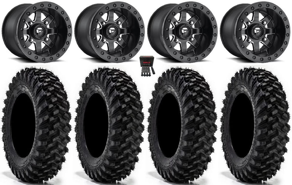 Fuel Maverick Bdlk 15" Wheels Mi (4+3) 30" Warrior XT Tires Kawasaki Mule ProFXT