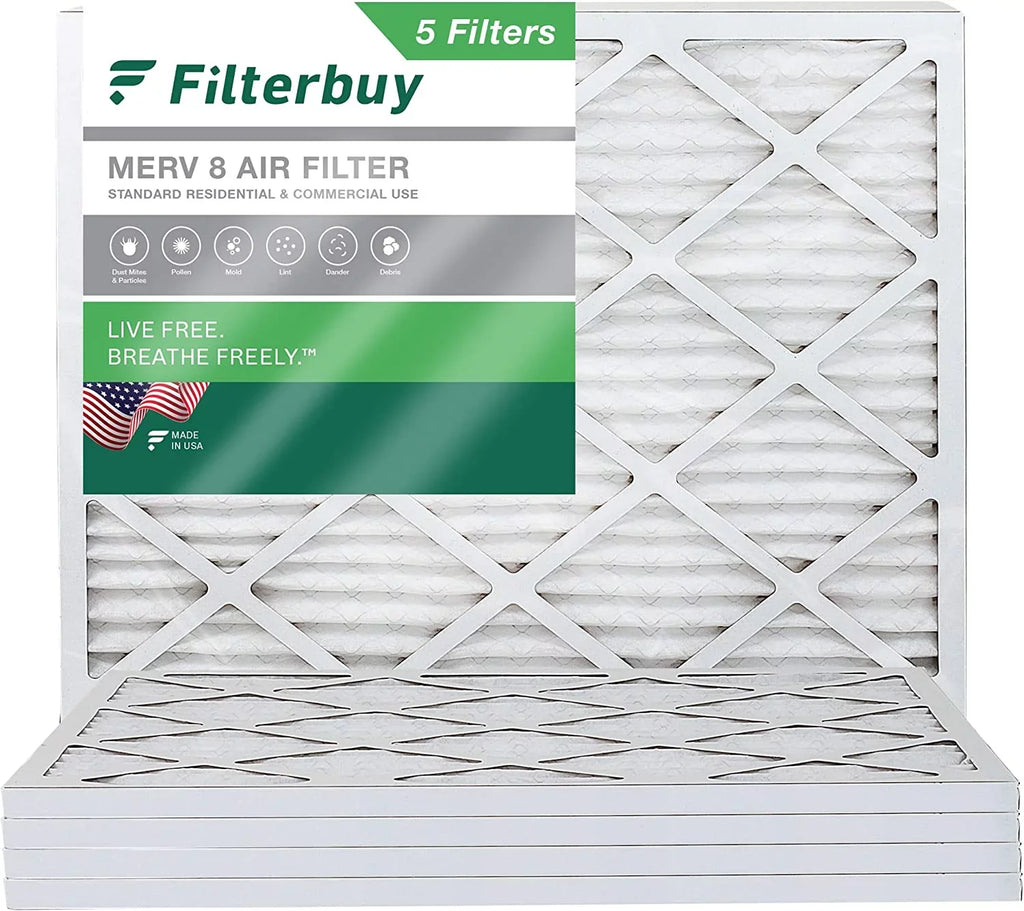 Filterbuy 18x24x1 MERV 8 Pleated HVAC AC Furnace Air Filters (5-Pack)