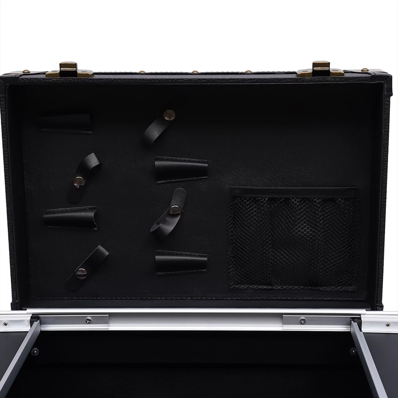 Miumaeov Rolling Lockable Makeup Train Case, Hairdressing Trolley Stylist Beauty Salon Cosmetic Luggage, Travel Organizer Tool Box with Hair Dryer Holder