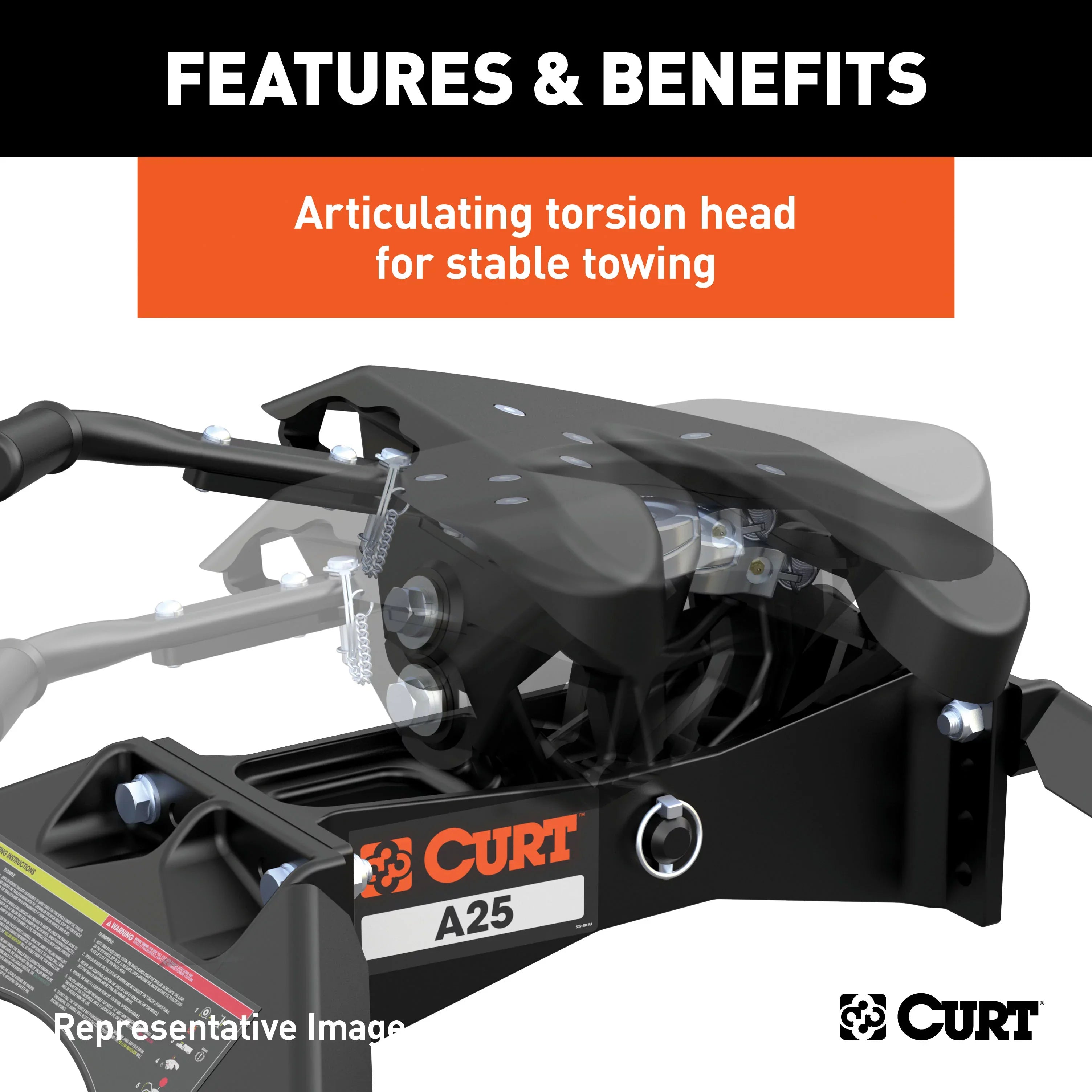 CURT 16066 A25 5th Wheel Hitch, 25,000 lbs, Select Chevrolet Silverado, GMC Sierra 2500, 3500 HD, 8-Foot Bed Puck System