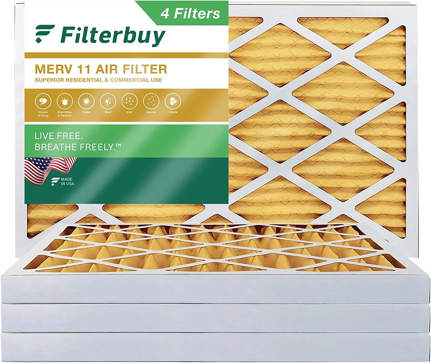 Filterbuy 12x36x2 MERV 11 Pleated HVAC AC Furnace Air Filters (4-Pack)