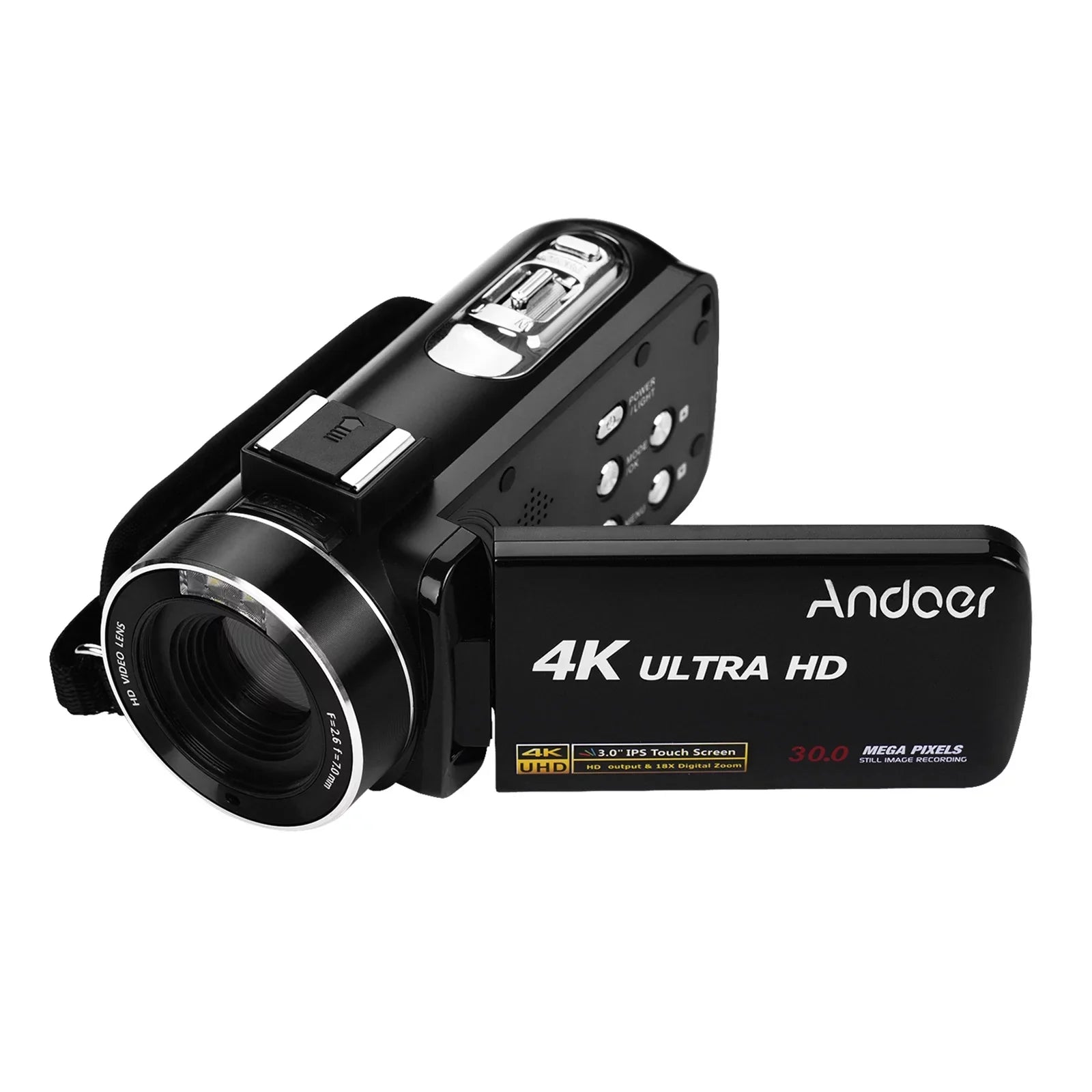 Andoer 4K Handheld DV Professional Digital Video CMOS Sensor Camcorder with Hot Shoe for Mounting Microphone 3.0 Inch IPS Monitor Burst -Shaking Function