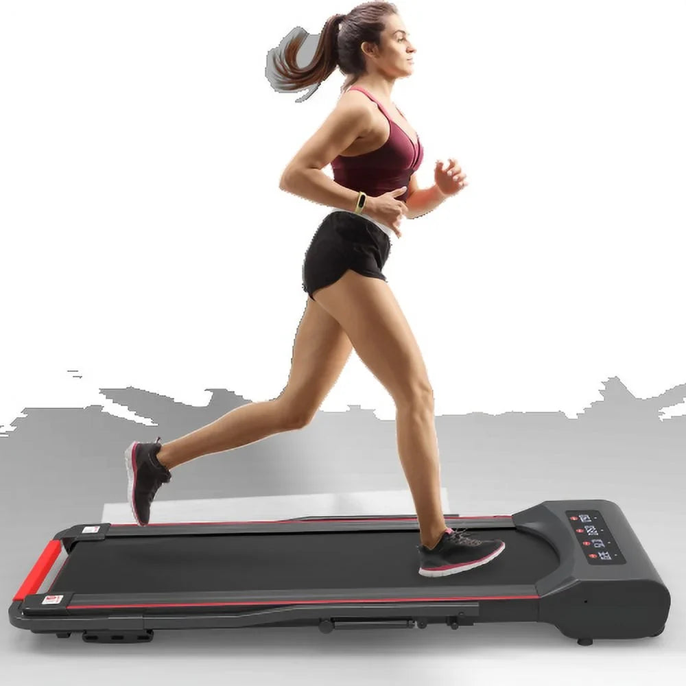 Under Desk Walking Pad Treadmill Foldable with Handlebar Remote Controll