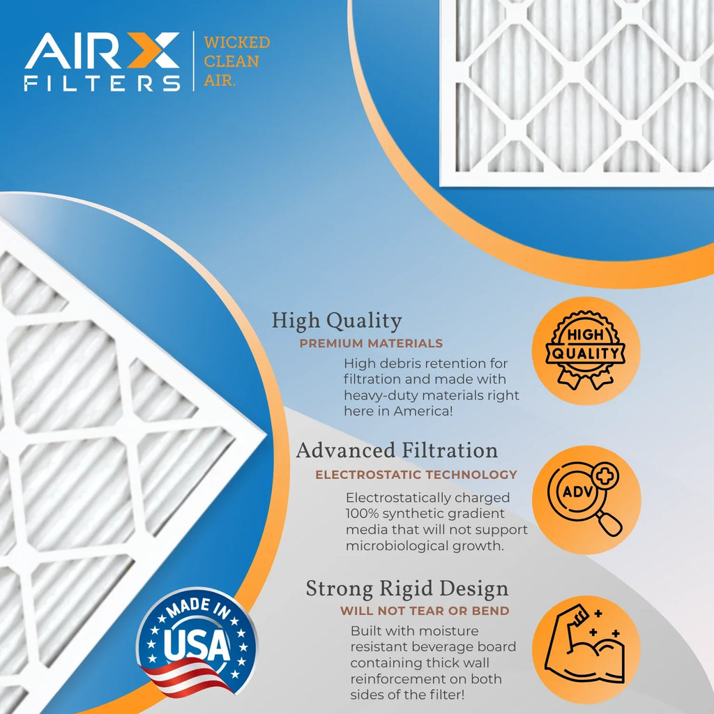 24x30x1 Air Filter MERV 8 Rating, 12 Pack of Furnace Filters Comparable to MPR 700 & FPR 5 - Made in USA by AIRX FILTERS WICKED CLEAN AIR.