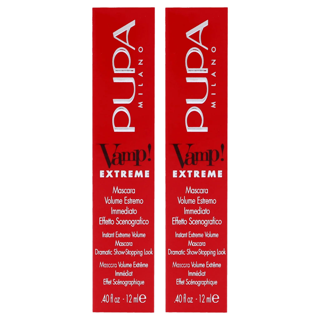 Pupa Milano Vamp! Extreme Mascara - 010 Extra Black - Pack of 2 - 0.4 oz Mascara