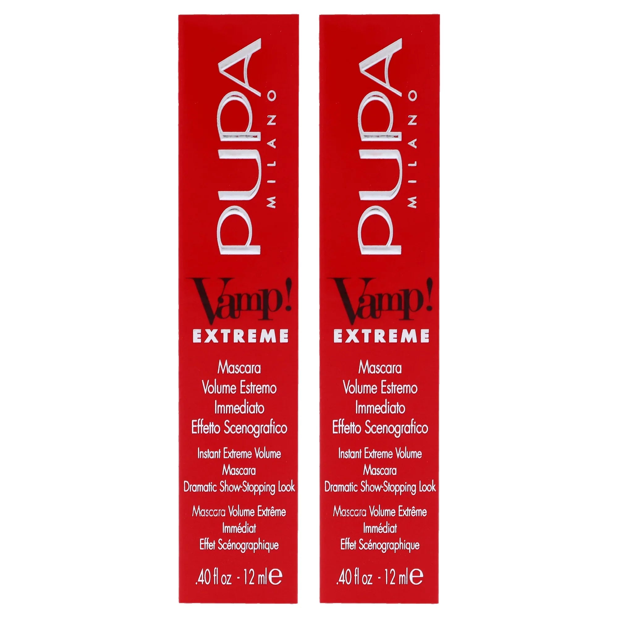 Pupa Milano Vamp! Extreme Mascara - 010 Extra Black - Pack of 2 - 0.4 oz Mascara