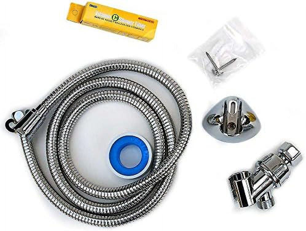 shower head with water filter by - 2 shower filters included - removes up to 99.9% of chlorine and chloramines - low flow premium pressure