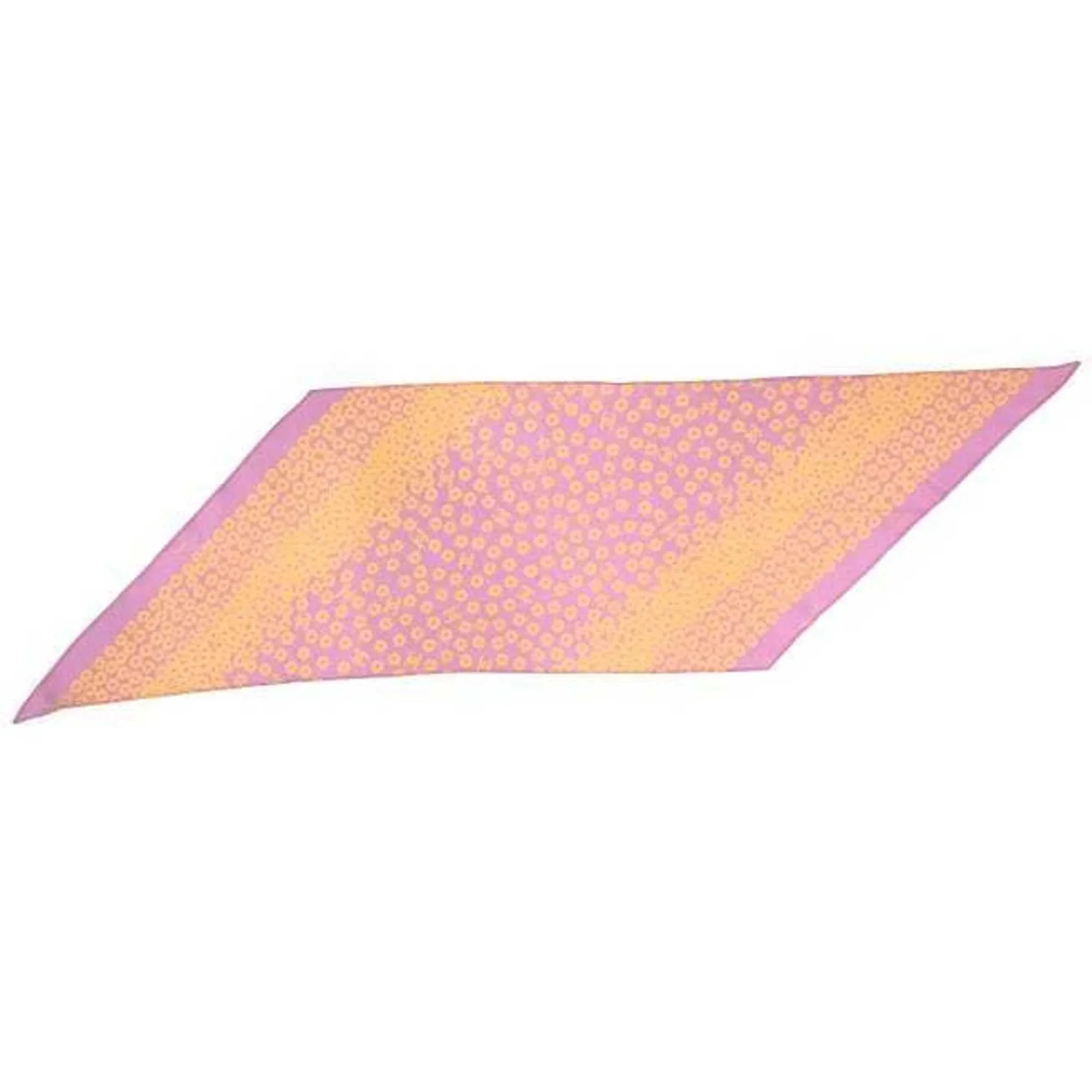 Pre-Owned Chanel scarf muffler pink yellow flower silk 100% CHANEL here mark see-through ladies (Good)