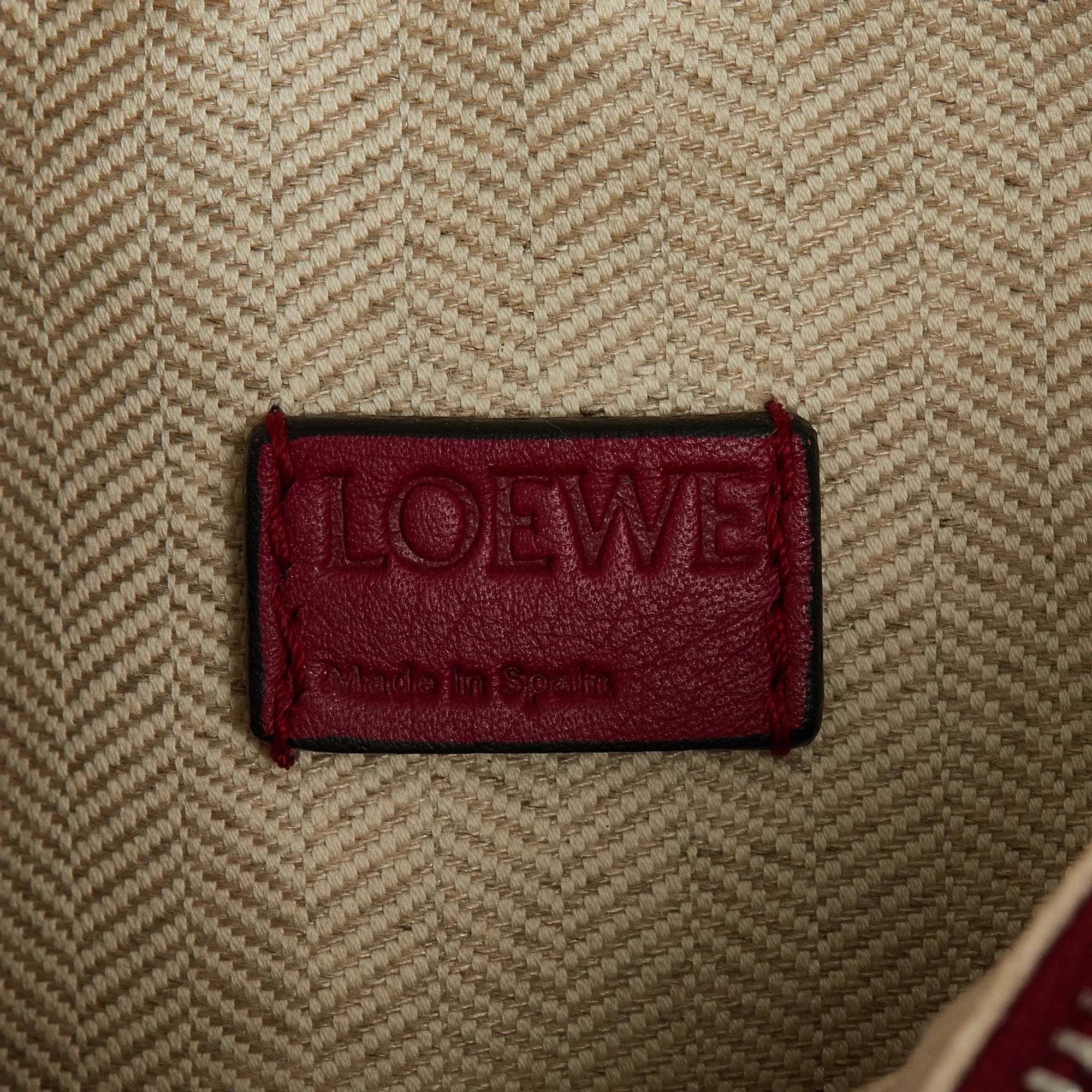 Pre-Owned Authenticated LOEWE Mini Puzzle Satchel Calf Leather Red Unisex (Good)